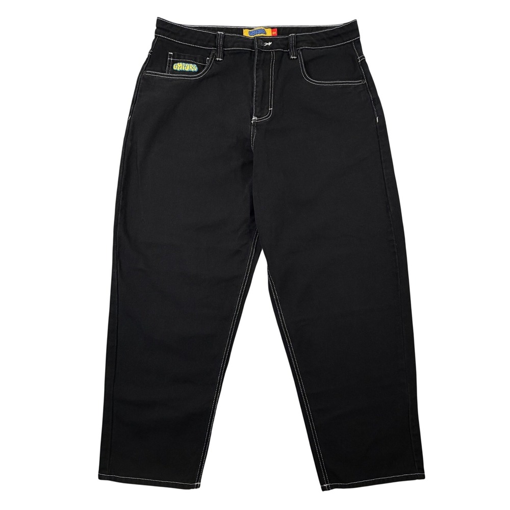 Empyre Loose Fit Embroidered Black Denim Skate Pants Size 34 (36") Jeans